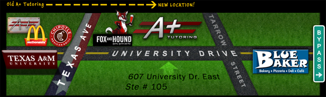 Directions to A+ Tutoring in College Station TX
